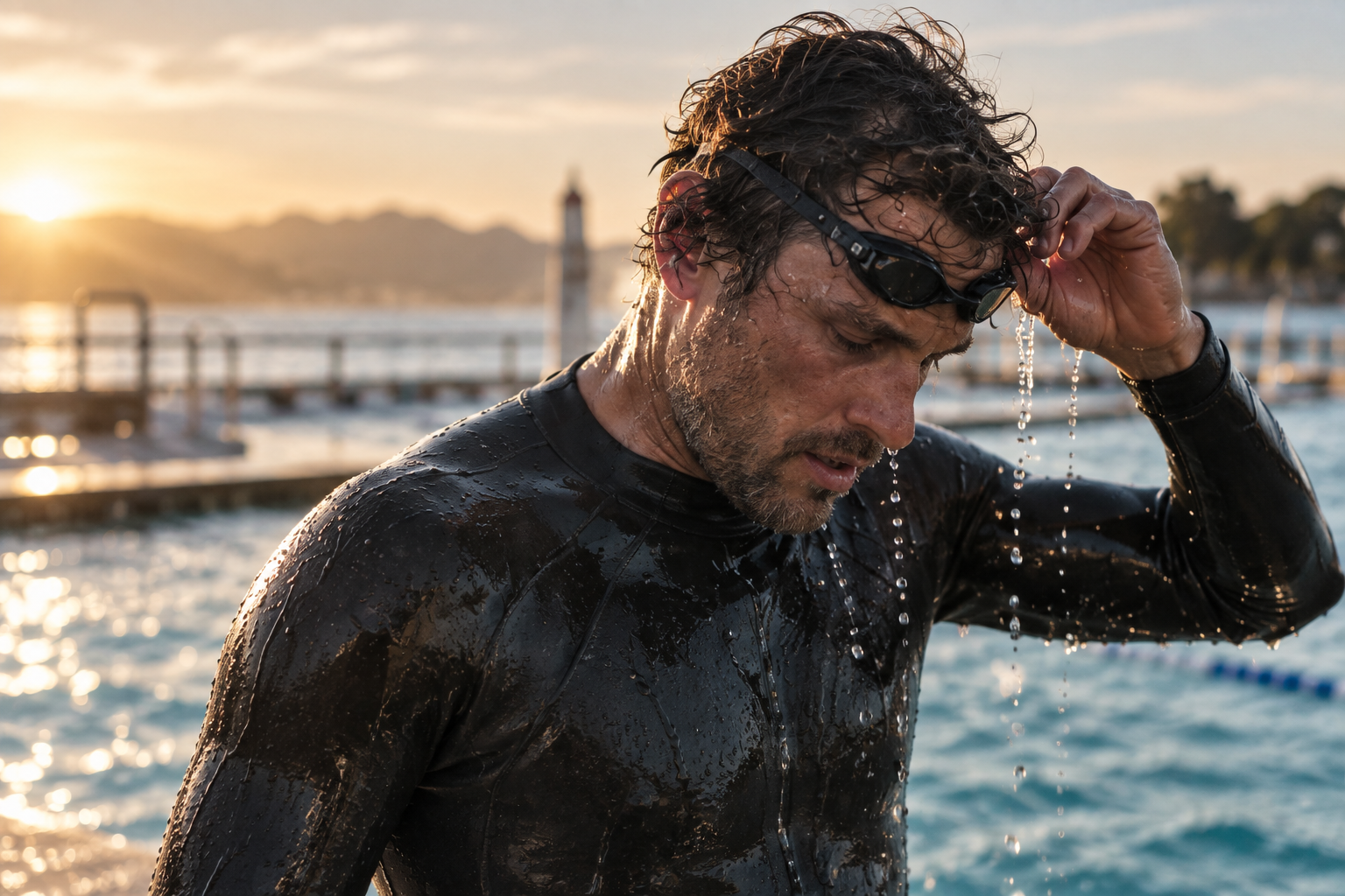 A swimmer after an early morning swim